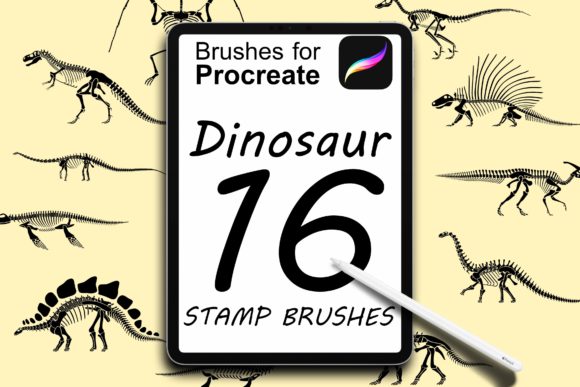 11 Dinosaur Skeletons Brush for Procreate