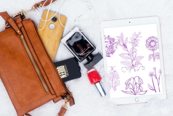 15 Beautiful Flowers Brush Stamps V7