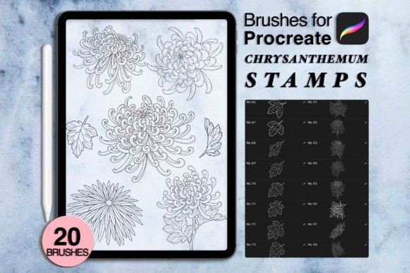 20 Procreate Chrysanthemum Tattoo Stamps