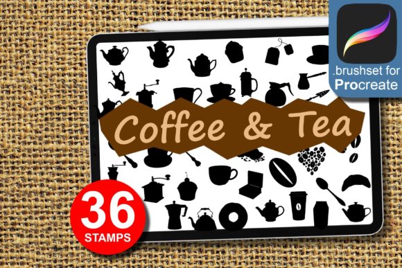 36 Coffee & Tea Silhouettes for Procreate