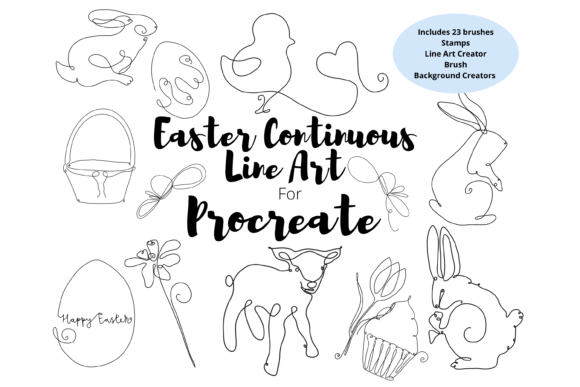 Procreate Easter Single Line Art Set: Elevating Digital Craft with Minimalist Design